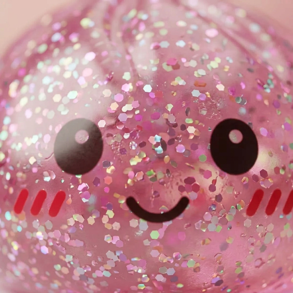 Glitter Dumpling Squishy Roze Kawaii — macro-close-up van de textuur