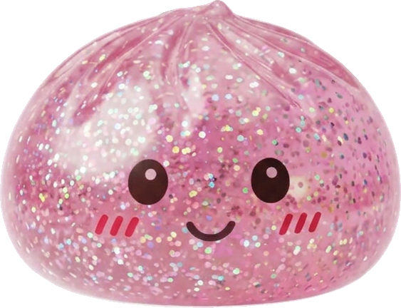 Glitter Dumpling Squishy Roze Kawaii tijdens het knijpen, zacht materiaal