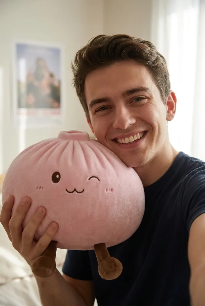 Squishy Dumpling Toy Roze XXL Knuffelkussen in het dagelijks leven