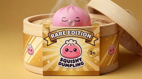 Dumpling Squishy Rose Rare Blow met Bamboe Mandje in het bamboe stoommandje