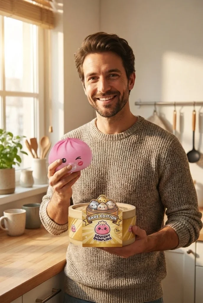 Dumpling Squishy Rose Rare Blow met Bamboe Mandje met zijn doos