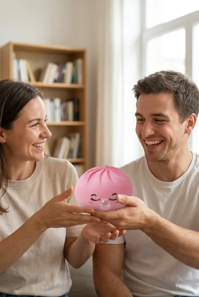Dumpling Squishy Rose Rare Blow met Bamboe Mandje als cadeau-idee
