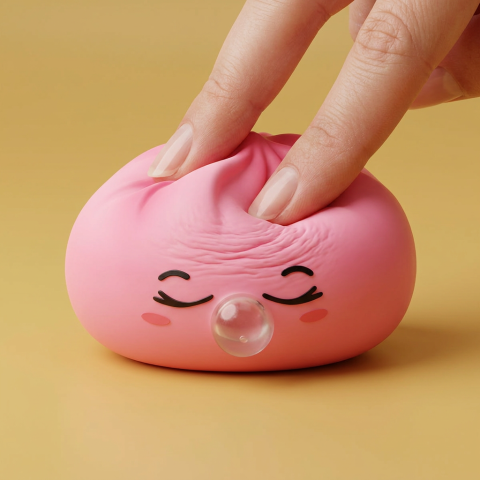 Dumpling Squishy Rose Rare Blow met Bamboe Mandje tijdens het knijpen, zacht materiaal