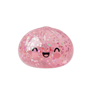 Dumpling Squishy Rose Sparkle Bubblegum Roze tijdens het knijpen, zacht materiaal