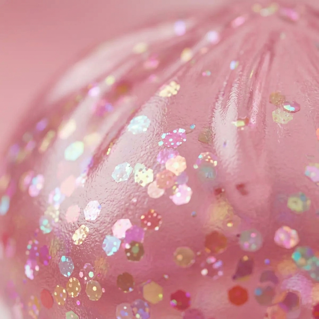 Dumpling Squishy Rose Sparkle Bubblegum Roze — macro-close-up van de textuur