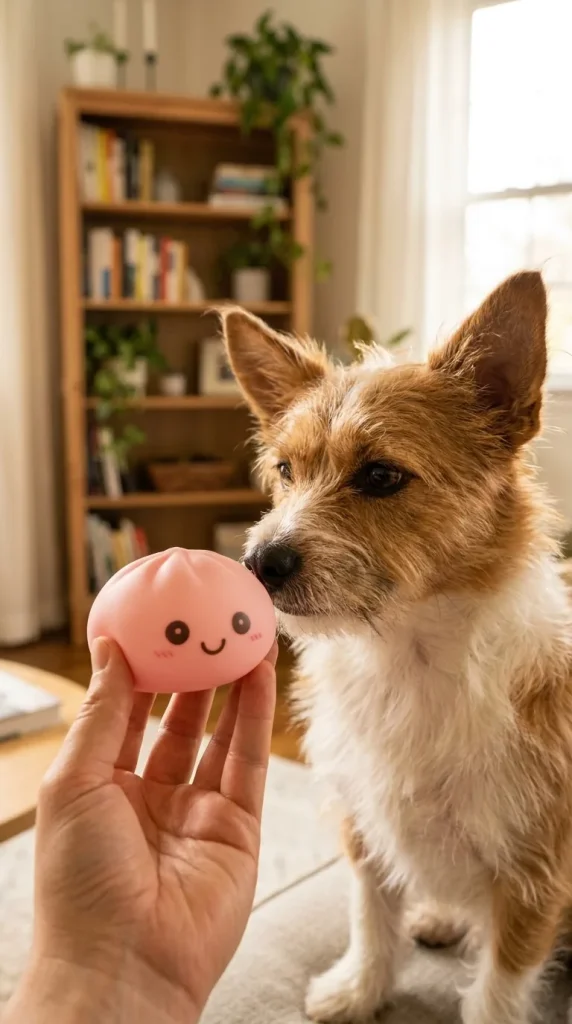 Dumpling Squishy Nachtlampje Zacht Roze met een knuffel