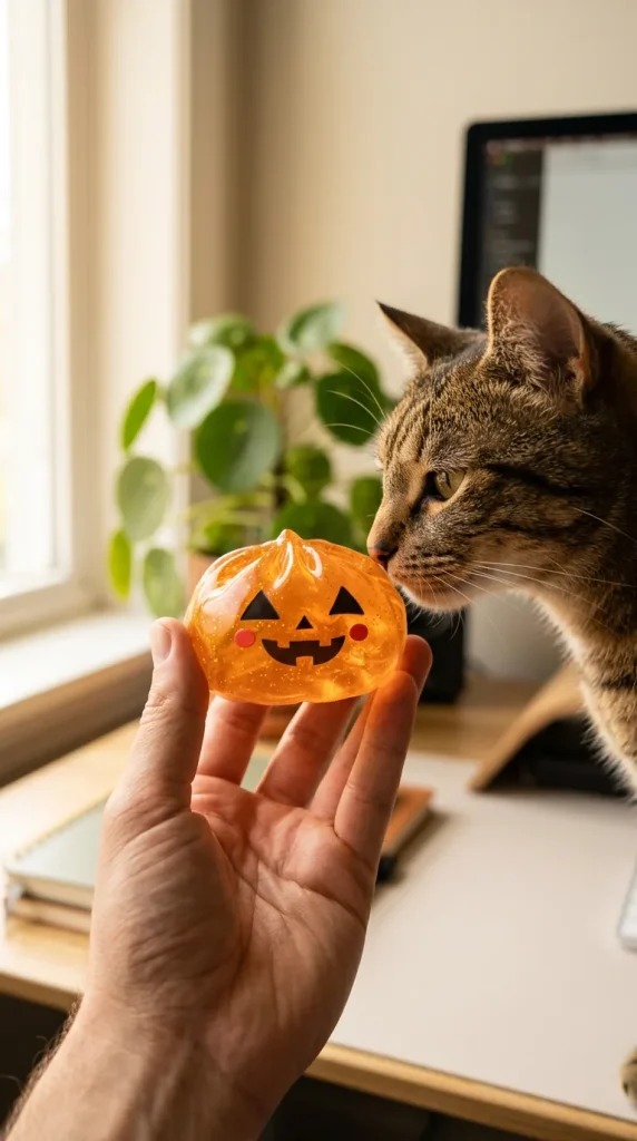 Pumpkin Dumpling Squishy Halloween Lichtgevend met een knuffel