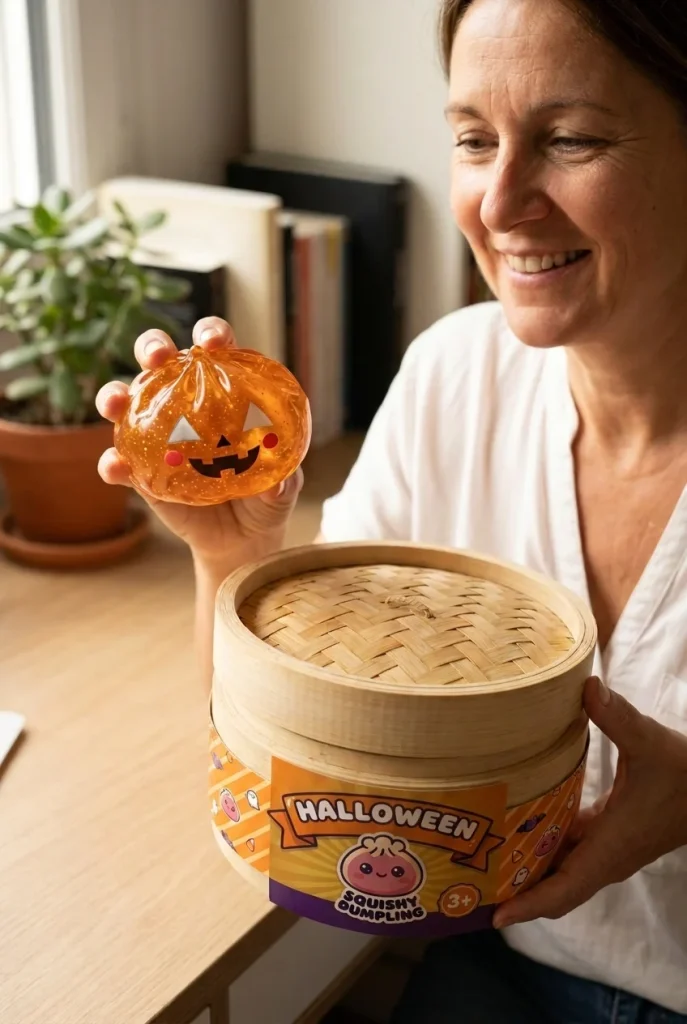 Pumpkin Dumpling Squishy Halloween Lichtgevend met zijn doos