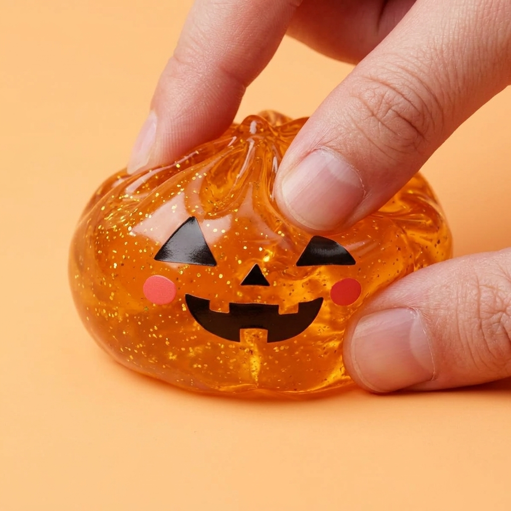 Pumpkin Dumpling Squishy Halloween Lichtgevend — slow-rise effect, het schuim vert langzaam terug