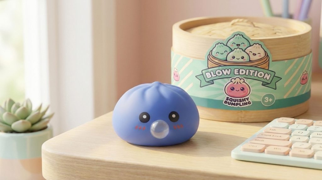 Dumpling Squishy Paars XXL Zacht in zijn kawaii omgeving