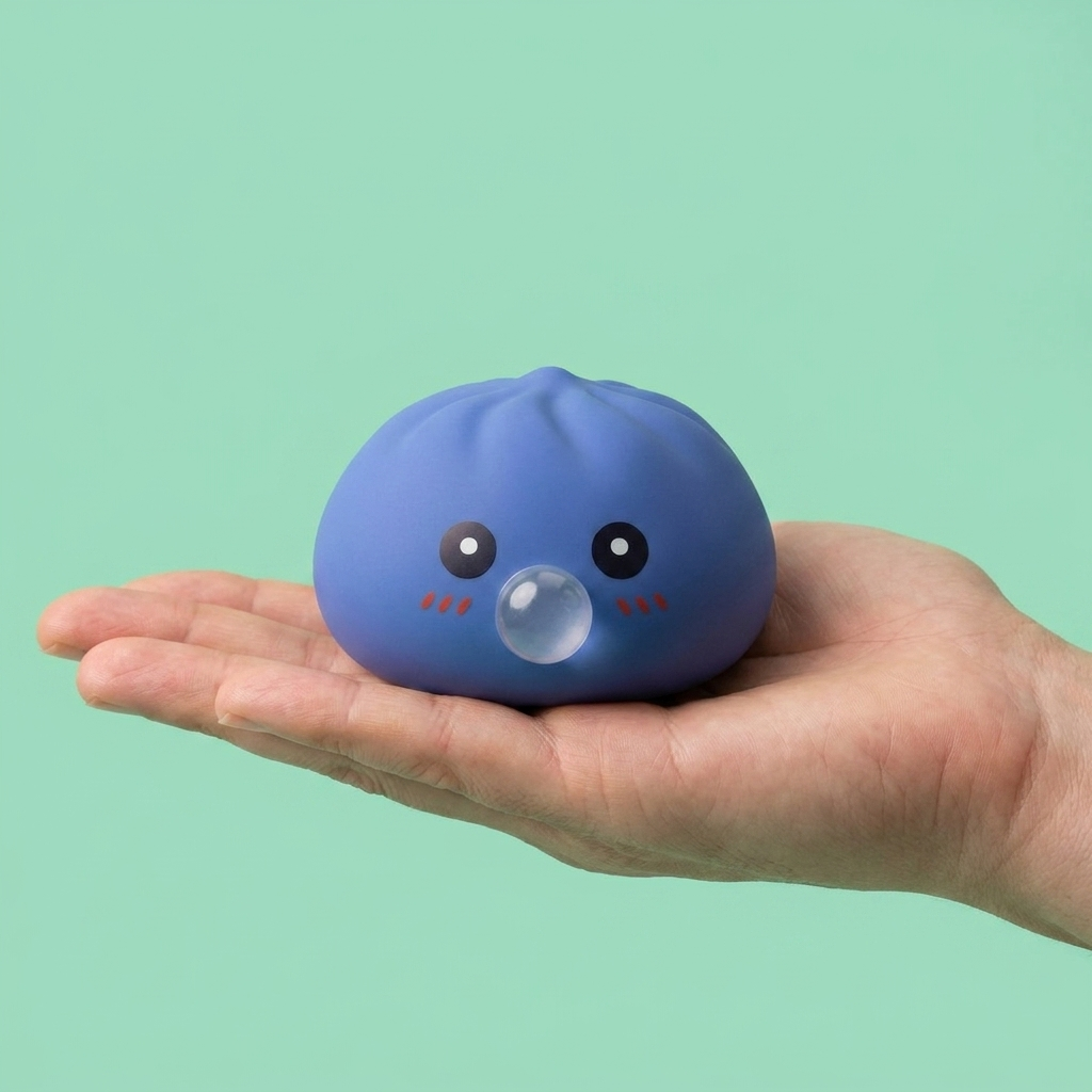 Dumpling Squishy Paars XXL Zacht in de hand gehouden, echte grootte
