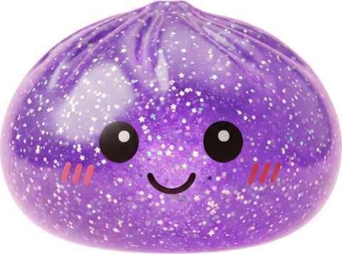 Glitter Dumpling Squishy Paars Dromerig tijdens het knijpen, zacht materiaal