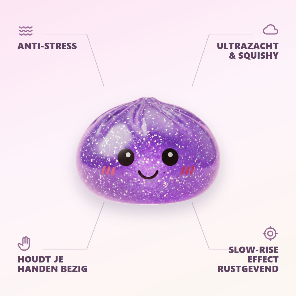 Glitter Dumpling Squishy Paars Dromerig — zijn voordelen