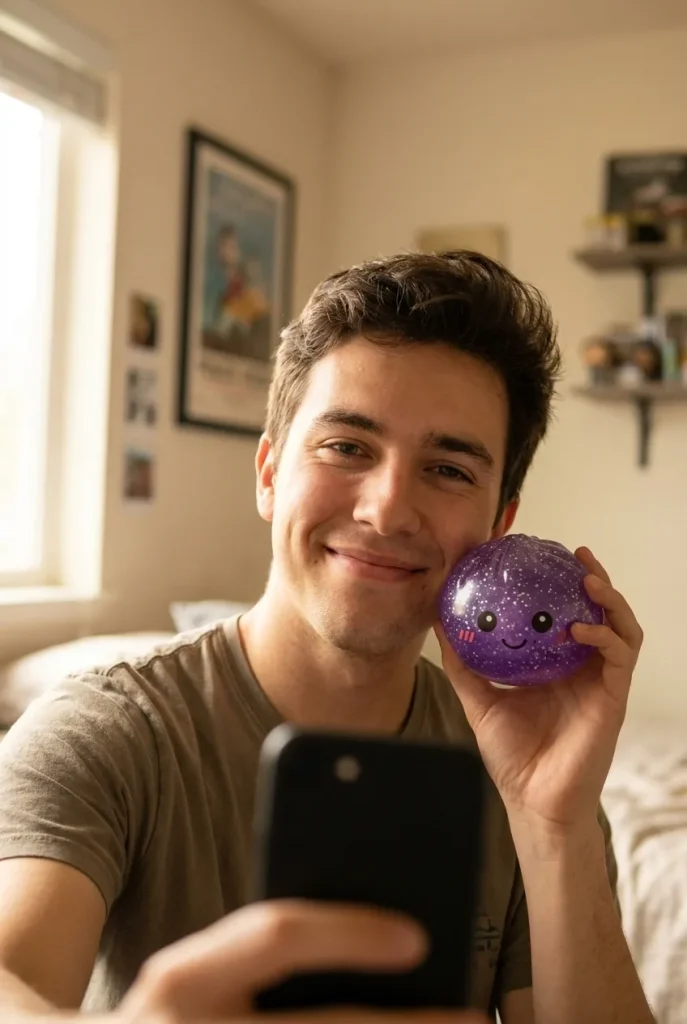 Glitter Dumpling Squishy Paars Dromerig in het dagelijks leven