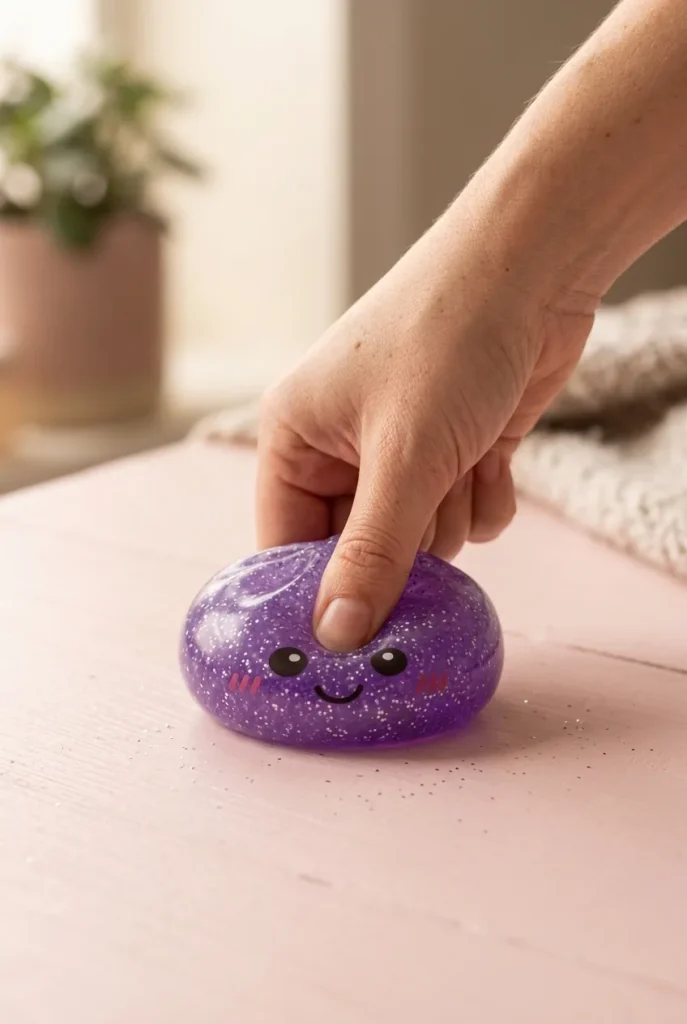 Glitter Dumpling Squishy Paars Dromerig tijdens het knijpen