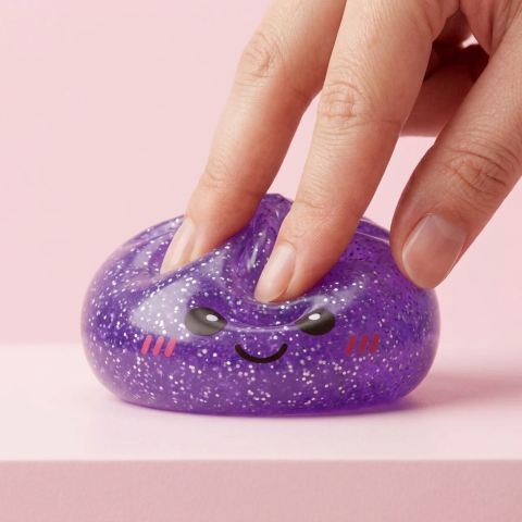 Glitter Dumpling Squishy Paars Dromerig tijdens het knijpen, zacht materiaal