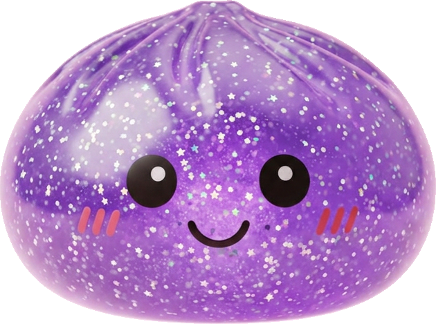 Glitter Dumpling Squishy Paars Dromerig tijdens het knijpen, zacht materiaal