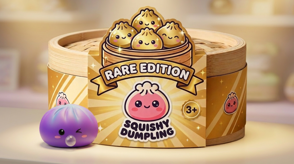 Dumpling Squishy Purple Rare Blow Cosmic Paars in zijn kawaii omgeving