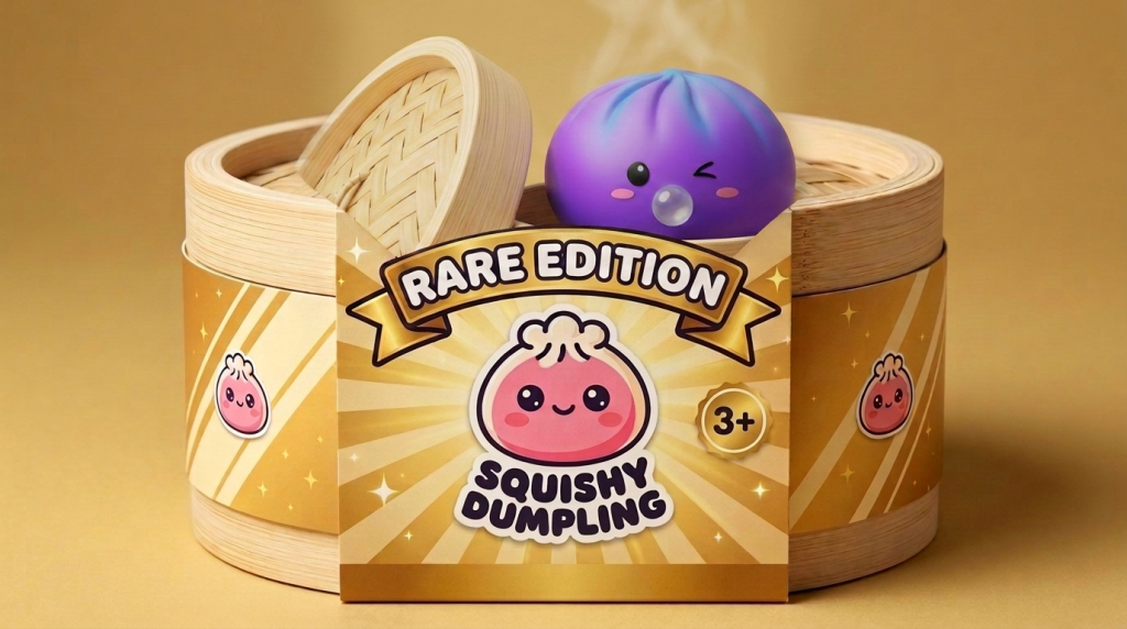 Dumpling Squishy Purple Rare Blow Cosmic Paars in het bamboe stoommandje