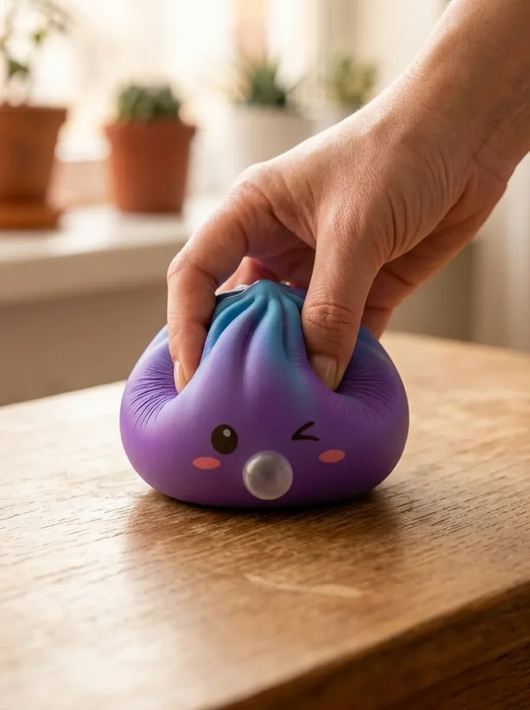 Dumpling Squishy Purple Rare Blow Cosmic Paars tijdens het knijpen