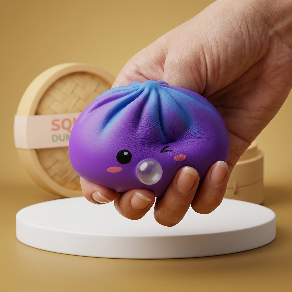 Dumpling Squishy Purple Rare Blow Cosmic Paars — slow-rise effect, het schuim vert langzaam terug
