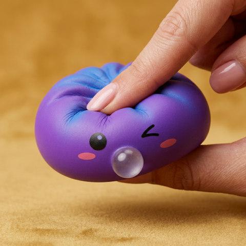 Dumpling Squishy Purple Rare Blow Cosmic Paars tijdens het knijpen, zacht materiaal