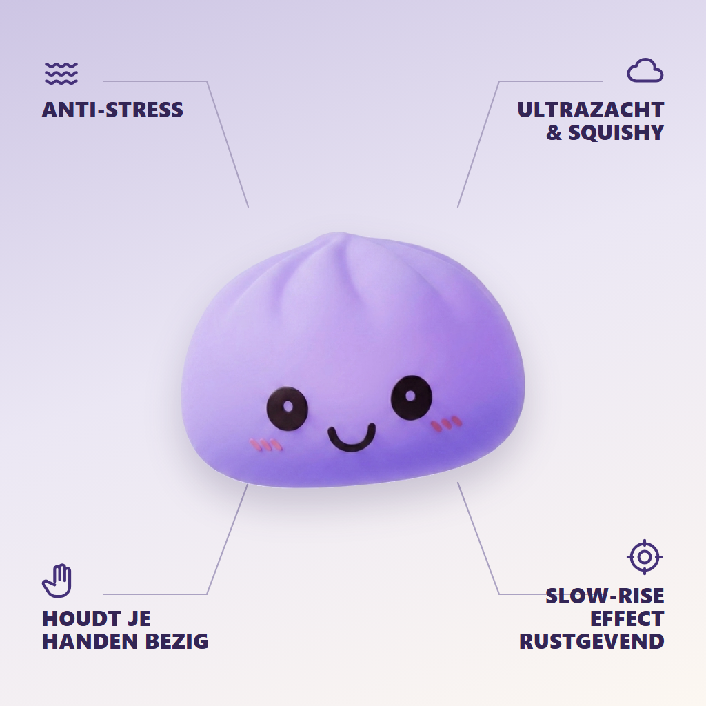 Dumpling Squishy Nachtlampje Zacht Paars — zijn voordelen