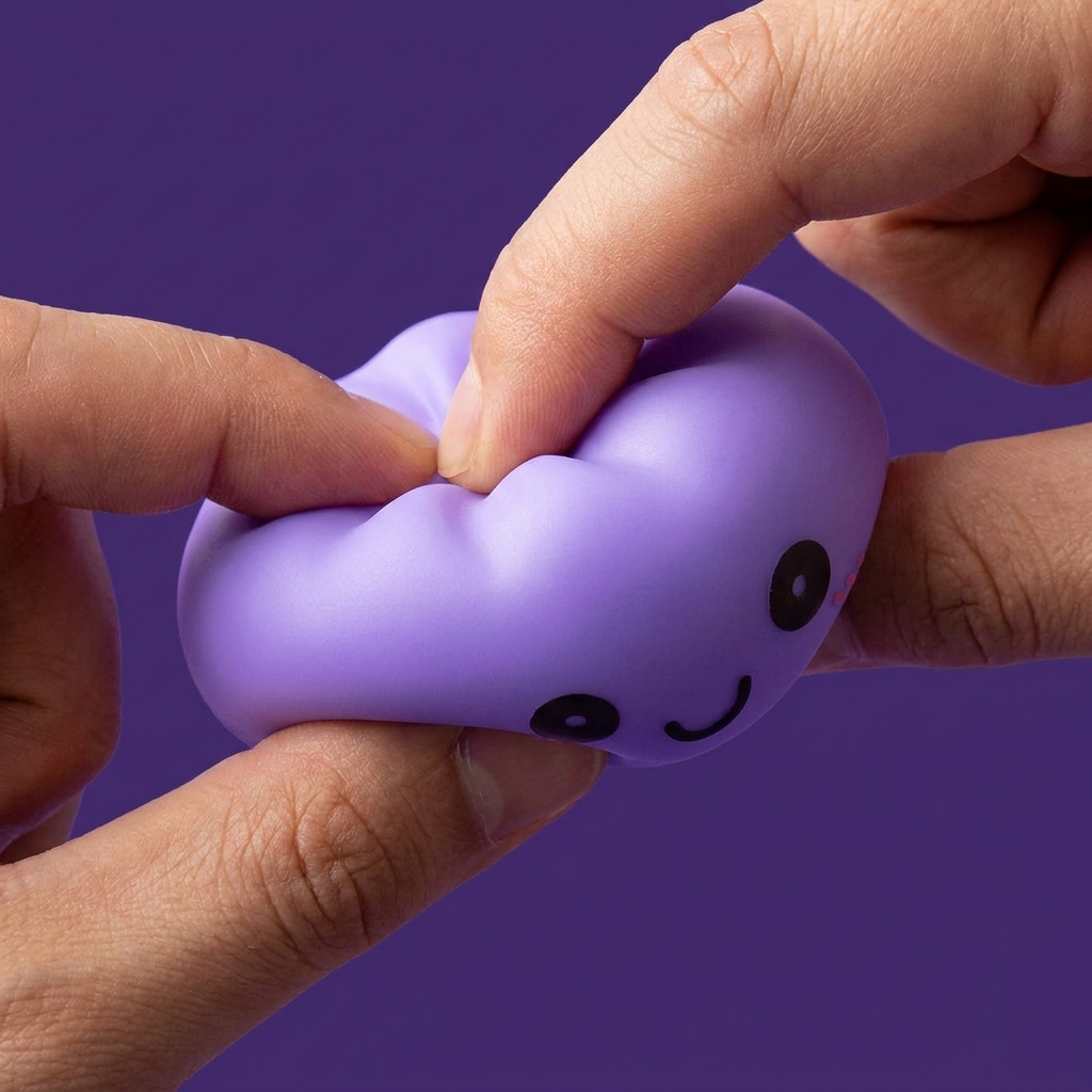 Dumpling Squishy Nachtlampje Zacht Paars — slow-rise effect, het schuim vert langzaam terug