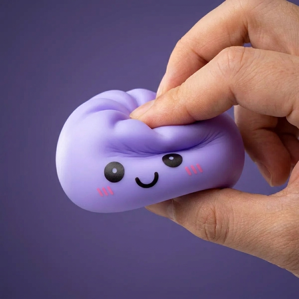 Dumpling Squishy Nachtlampje Zacht Paars tijdens het knijpen, zacht materiaal