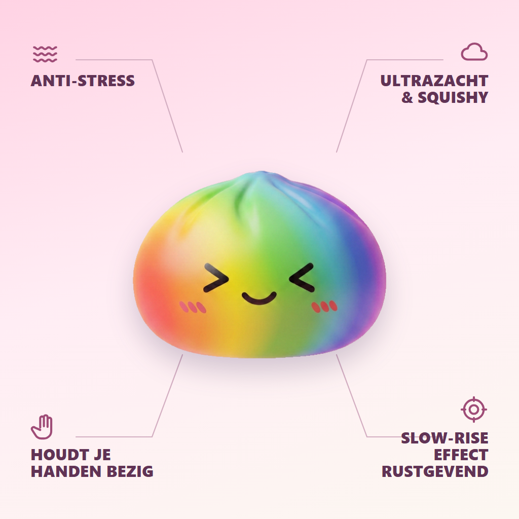 Rainbow Dumpling Squishy Regenboog Kawaii — zijn voordelen
