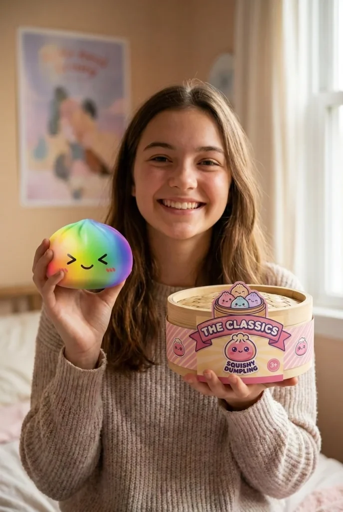 Rainbow Dumpling Squishy Regenboog Kawaii met zijn doos