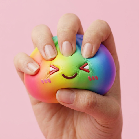 Rainbow Dumpling Squishy Regenboog Kawaii — slow-rise effect, het schuim vert langzaam terug