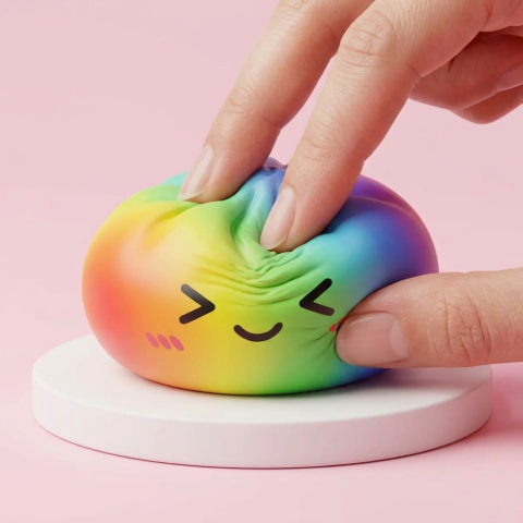 Rainbow Dumpling Squishy Regenboog Kawaii tijdens het knijpen, zacht materiaal