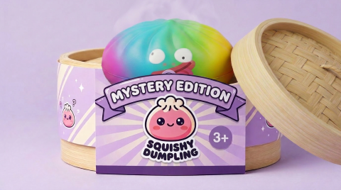 Rainbow Mystery Dumplings Squishy Verrassing in het bamboe stoommandje