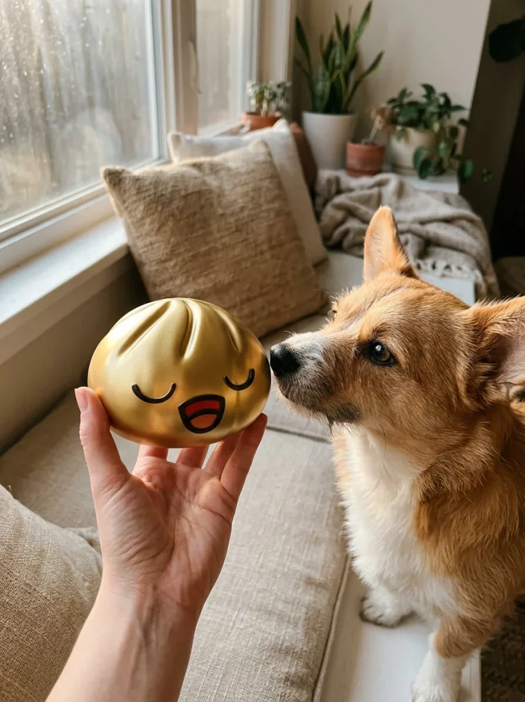 Rare Dumpling Squishy Gouden Schat met een knuffel