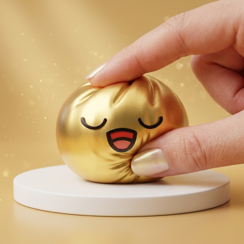 Rare Dumpling Squishy Gouden Schat tijdens het knijpen, zacht materiaal