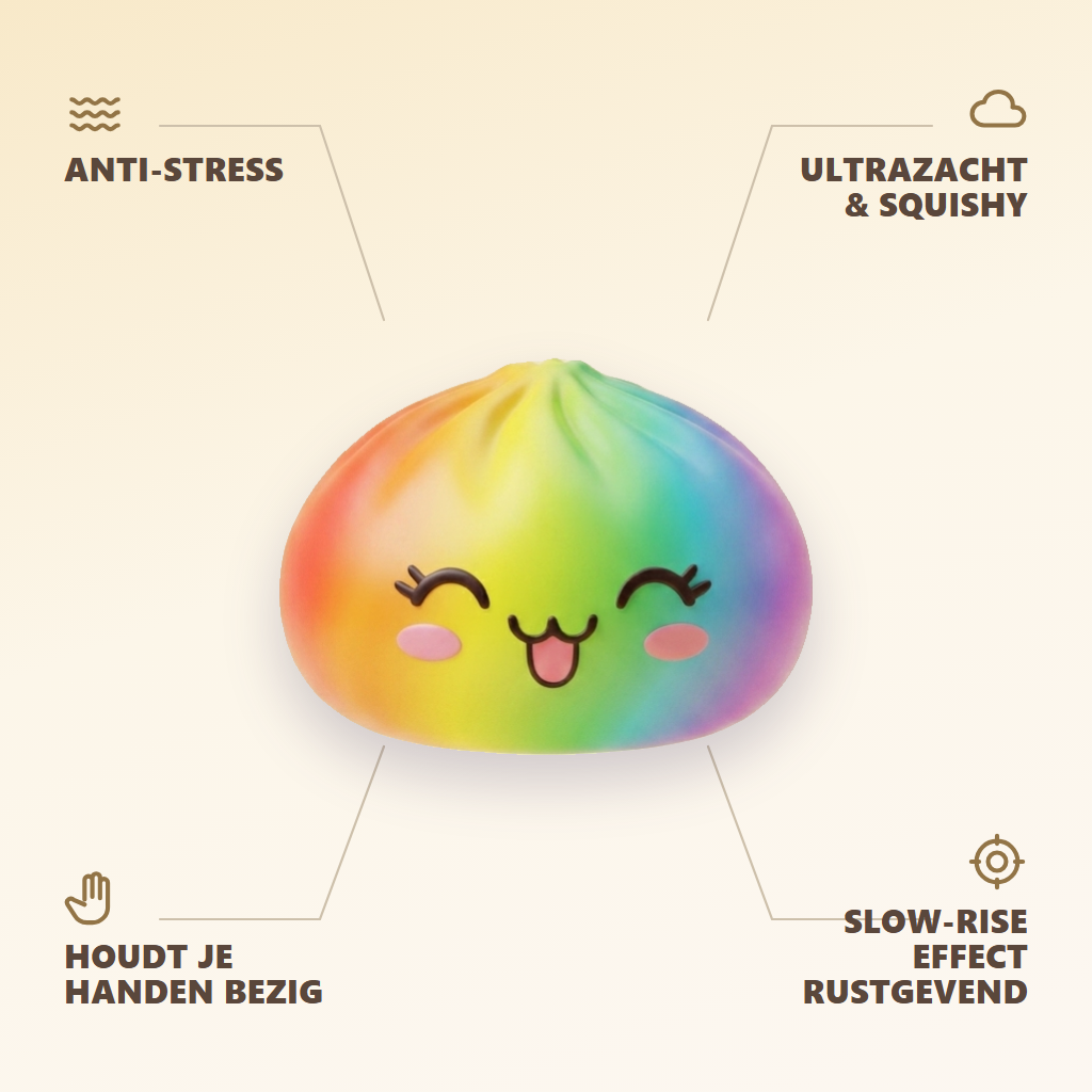 Rare Dumpling Squishy Regenboog — zijn voordelen