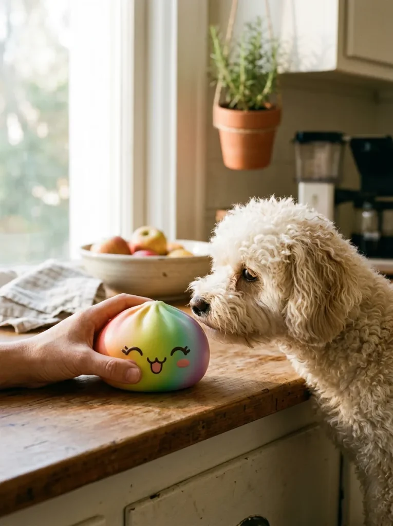 Rare Dumpling Squishy Regenboog met een knuffel