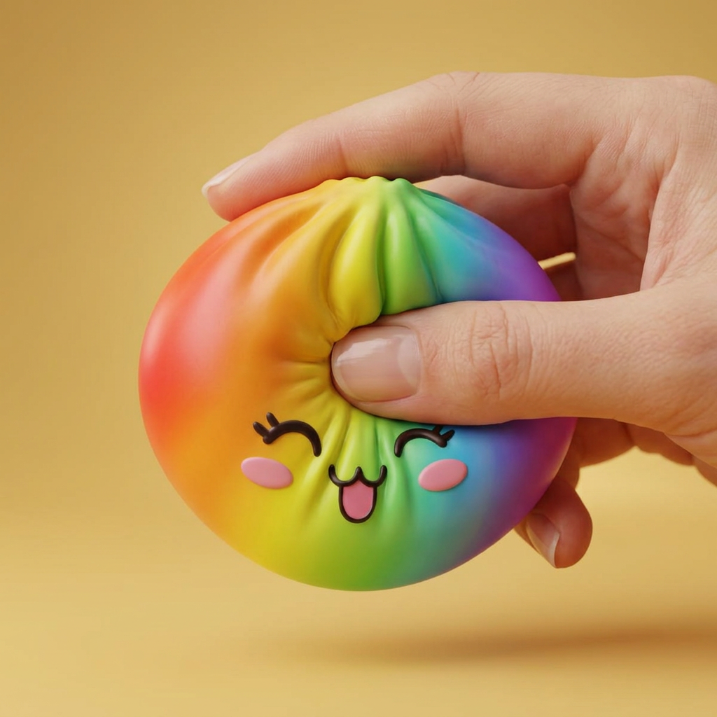 Rare Dumpling Squishy Regenboog tijdens het knijpen, zacht materiaal