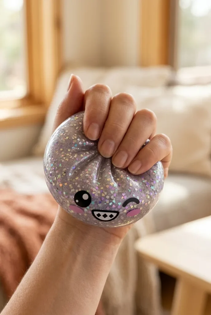 Rare Dumpling Squishy Zilver Glinsterend tijdens het knijpen