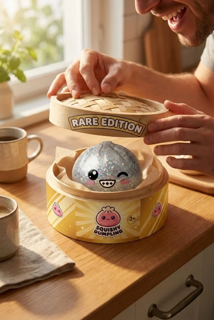 Rare Dumpling Squishy Zilver Glinsterend tijdens het uitpakken