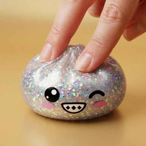 Rare Dumpling Squishy Zilver Glinsterend tijdens het knijpen, zacht materiaal