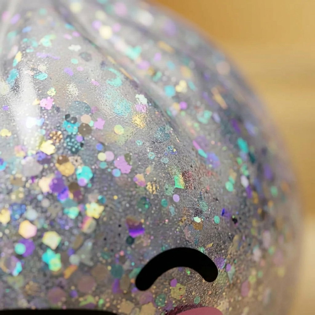 Rare Dumpling Squishy Zilver Glinsterend — macro-close-up van de textuur
