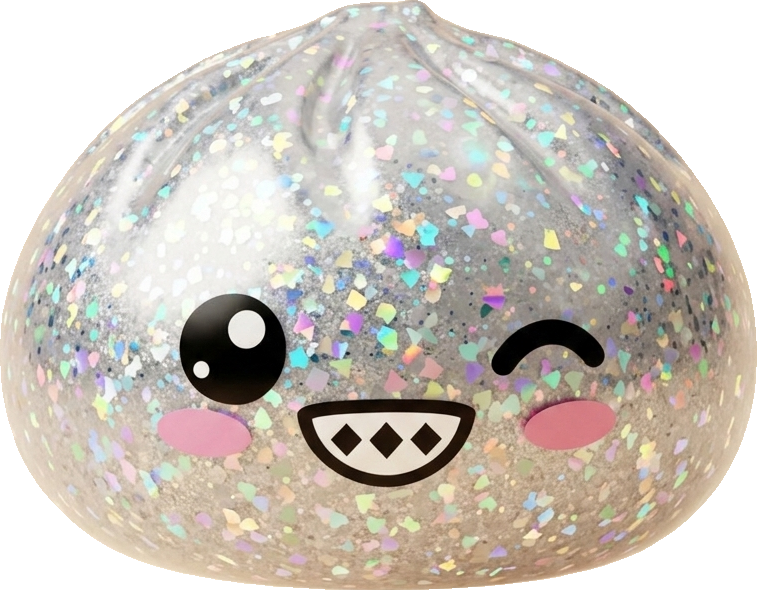 Rare Dumpling Squishy Zilver Glinsterend tijdens het knijpen, zacht materiaal
