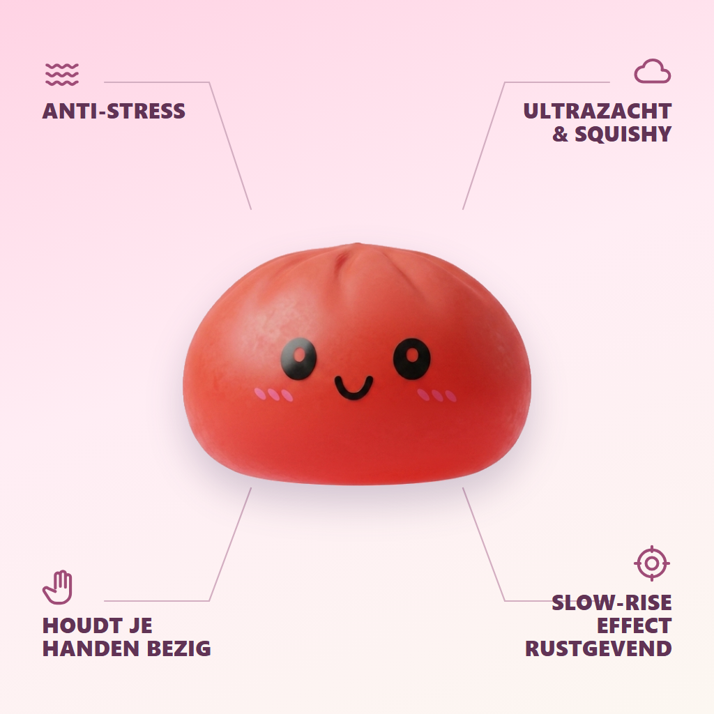 Dumpling Squishy Kersenrood met Bamboe Stoomkorfje — zijn voordelen