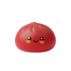 Dumpling Squishy Rouge in Bamboe Stoommandje tijdens het knijpen, zacht materiaal