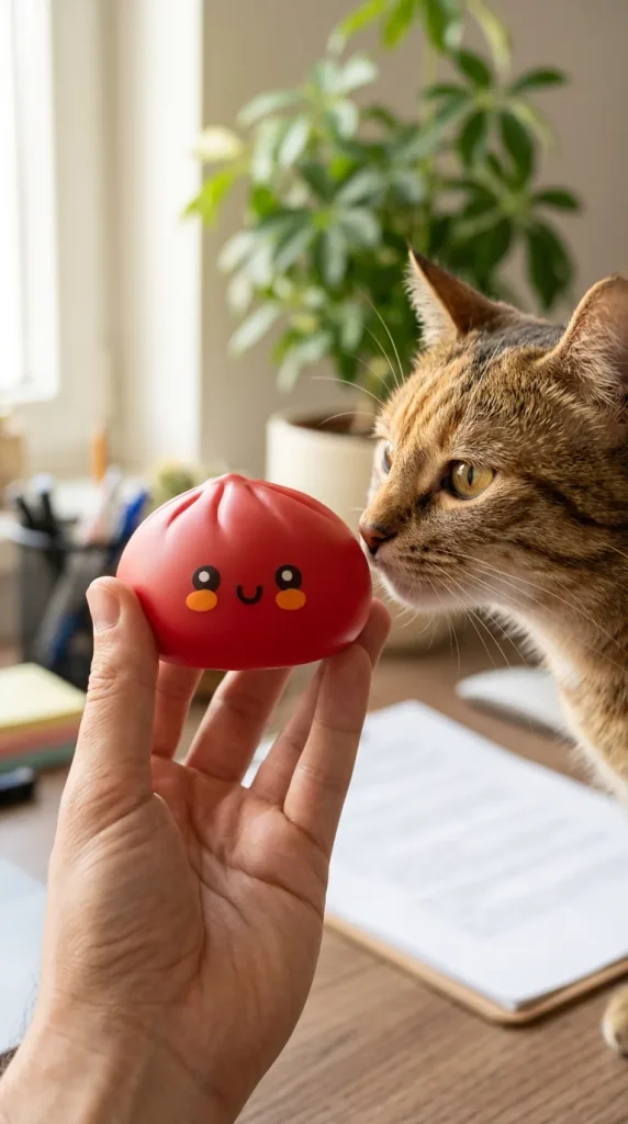 Dumpling Squishy Rouge in Bamboe Stoommandje met een knuffel