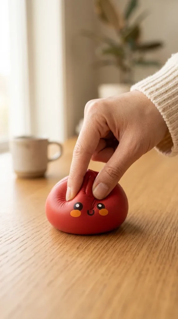 Dumpling Squishy Rouge in Bamboe Stoommandje tijdens het knijpen