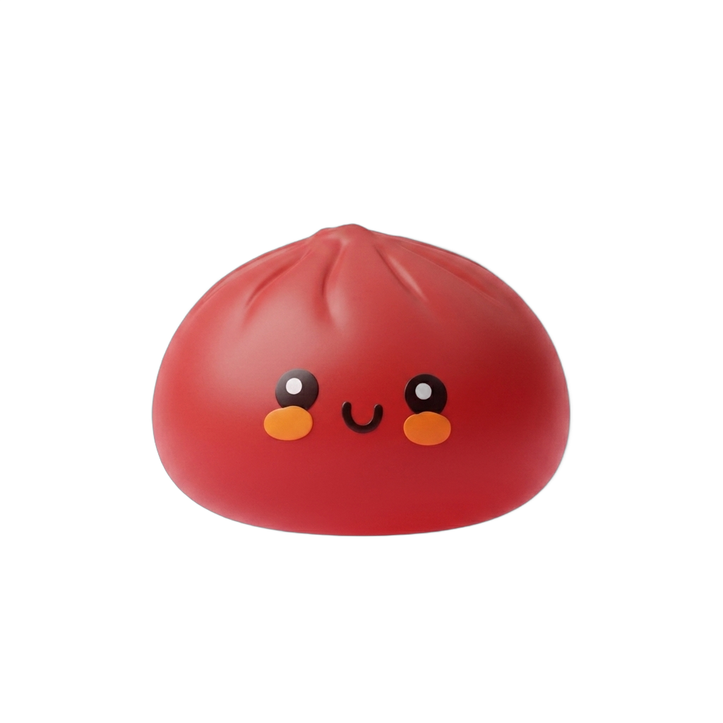 Dumpling Squishy Rouge in Bamboe Stoommandje tijdens het knijpen, zacht materiaal