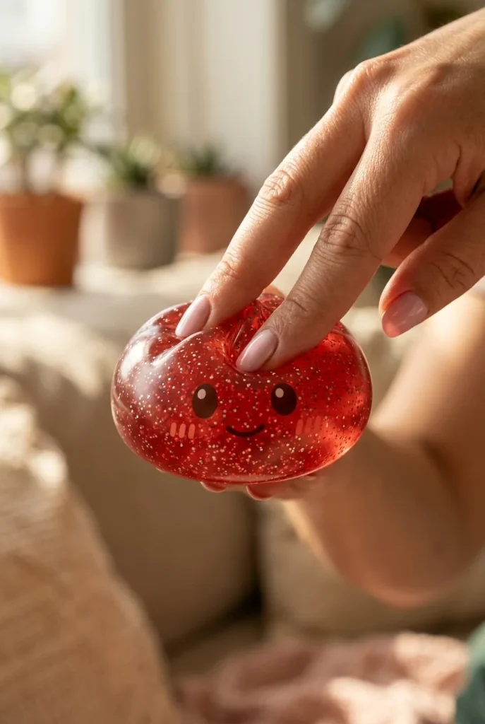 Glitter Dumpling Squishy Rood Geluk tijdens het knijpen